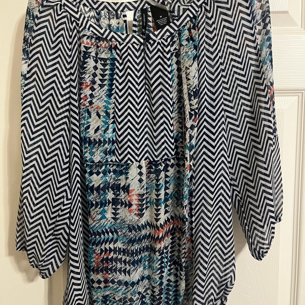 New Directions Zigzag Multicolor Top